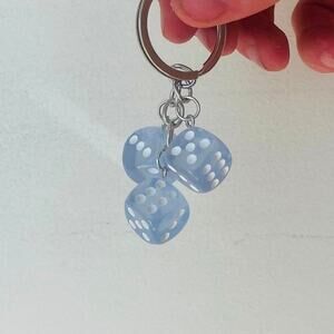 Y2k 2000s vintage style light blue dice key chain
